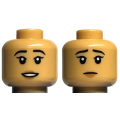 Lego NEW - Minifigure Head Dual Sided Female Black Eyebrows Medium Nougat Lips OpenM~ [Medium Tan]