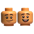 Lego NEW - Minifigure Head Dual Sided Black Eyebrows Reddish Brown Dimples andBeauty Mar~ [Nougat]