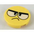 Lego NEW - Tile Round 2 x 2 with Bottom Stud Holder with Large White Angry Eyes andFrown~ [Yellow]