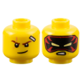 Lego NEW - Minifigure Head Dual Sided Reddish Brown Eyebrows Scar and Bandage,Lopsided G~ [Yellow]