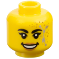 Lego NEW - Minifigure Head Female Black Thick Eyebrows and Single Eyelashes Nougat Lips G~ [Yellow]