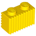 Lego Used - Brick Modified 1 x 2 with Grille / Fluted Profile~ [Yellow]