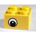 Lego NEW - Brick 2 x 2 with Black Eye Offset with Pupil with White Pattern on Opposite Si~ [Yellow]