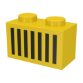 Lego Used - Brick 1 x 2 with Black Grille with 7 Vertical Lines Pattern~ [Yellow]
