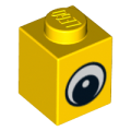 Lego Used - Brick 1 x 1 with Eye Simple with Black and White Pattern Circle in Pupil~ [Yellow]