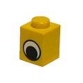 Lego Used - Brick 1 x 1 with Eye Simple Black and White Pattern~ [Yellow]