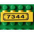 Lego Used - Brick 1 x 4 with Black '7344' Pattern (Sticker) - Set 7344~ [Yellow]