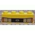 Lego Used - Brick 1 x 4 with Car Headlights Black Grille and Blue Oval Pattern~ [Yellow]