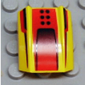 Lego Used - Slope Curved 2 x 2 Lip with Black Dots and Scoop on Red Pattern~ [Yellow]