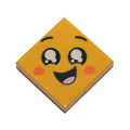 Lego NEW - Tile 2 x 2 with Groove with Face Smile Open Mouth Black Eyes with White Pupils~ [Yellow]