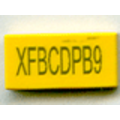 Lego Used - Tile 1 x 2 with 'XFxxxxxx' Exo-Code Pattern~ [Yellow]