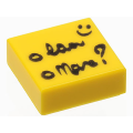 Lego NEW - Tile 1 x 1 with Groove with Black Script Question Mark and Smiley Face Pattern~ [Yellow]