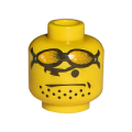 Lego Used - Minifigure Head Glasses with Orange Sunglasses on Forehead Stubble Pattern - ~ [Yellow]