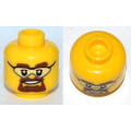 Lego Used - Minifigure Head Glasses with Safety Goggles Brown Eyebrows and Goatee Pattern~ [Yellow]