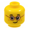 Lego NEW - Minifigure Head Child Glasses with Red Round Frames Black Eyebrows Freckles Pa~ [Yellow]