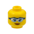 Lego NEW - Minifigure Head Female Glasses with Bright Light Blue Lenses and Dark BlueFra~ [Yellow]