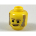 Lego NEW - Minifigure Head Dark Tan Eyebrows Moustache Dark Tan and GraySideburns Stubbl~ [Yellow]