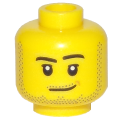 Lego NEW - Minifigure Head Male Smirk Peach Dimple Pupils Stubble Beard Moustache and Sid~ [Yellow]