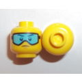 Lego NEW - Minifigure Head Glasses with Medium Azure Ski Goggles and Slight FrownPattern~ [Yellow]