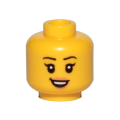 Lego NEW - Minifigure Head Female Black Eyebrows Single Eyelashes Nougat Lips OpenMouth ~ [Yellow]