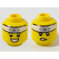 Lego NEW - Minifigure Head Dual Sided White Headband with Sand Blue Square Symbol,Smile ~ [Yellow]