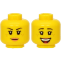 Lego NEW - Minifigure Head Dual Sided Female Black Eyebrows Freckles Eyelashes,Nougat Li~ [Yellow]
