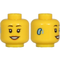 Lego NEW - Minifigure Head Female Black Eyebrows Thin Single Eyelashes Hearing Aid Medium~ [Yellow]