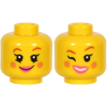 Lego NEW - Minifigure Head Dual Sided Female Reddish Brown Eyebrows NougatCheeks Dark Pi~ [Yellow]