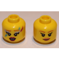Lego NEW - Minifigure Head Dual Sided Female Brown Eyebrows Red Lips Open Mouth /Peach L~ [Yellow]