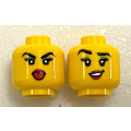 Lego NEW - Minifigure Head Female Black Eyebrows and Eyelashes Bright Green EyeShadow Ma~ [Yellow]