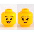 Lego NEW - Minifigure Head Dual Sided Female Black Eyebrows Eyelashes Peach Lips,Open Sm~ [Yellow]