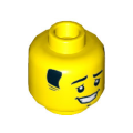 Lego NEW - Minifigure Head Short Black Sideburns Eyebrows Right Raised Goatee andOpen Mo~ [Yellow]