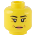 Lego NEW - Minifigure Head Female Black Eyebrows and Eyelashes Dark Orange Laugh Lines,N~ [Yellow]