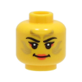 Lego NEW - Minifigure Head Female Black Eyebrows Gold Stripes Face Paint Coral Lipsand E~ [Yellow]