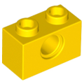Lego Used - Technic Brick 1 x 2 with Hole~ [Yellow]