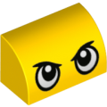 Lego NEW - Slope Curved 1 x 2 with Large Stern Eyes Pattern (Duckmobile)~ [Yellow]