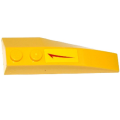 Lego Used - Wedge 6 x 2 Left with Red Swoosh with Tick Pointing Towards Straight Side Pat~ [Yellow]