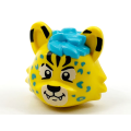 Lego NEW - Minifigure Head Modified Cat with Medium Azure Hair and Rosettes BlackMarking~ [Yellow]