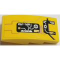 Lego Used - Slope Curved 4 x 2 with Gold Lines and Open Machinery Panels and Dirt Smudge~ [Yellow]