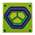 Lego Used - Tile 2 x 2 with Groove with Dark Purple and Yellow Hexagonal Lex Luthor Power S~ [Lime]