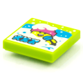 Lego NEW - Tile 2 x 2 with Groove with BeatBit Album Cover - Singer in Deep Snow Pattern~ [Lime]