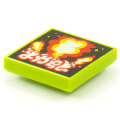 Lego NEW - Tile 2 x 2 with Groove with BeatBit Album Cover - Explosion Pattern~ [Lime]