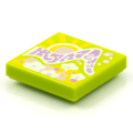 Lego NEW - Tile 2 x 2 with Groove with BeatBit Album Cover - Sun and Sunshine with Flowers~ [Lime]