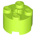 Lego NEW - Brick Round 2 x 2 with Axle Hole~ [Lime]