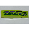 Lego Used - Slope Curved 4 x 1 with 8 Green Scales and 5 Purple Scales Pattern Model Left(~ [Lime]