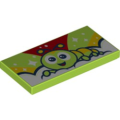 Lego NEW - Tile 2 x 4 with Caterpillar Lime Red and Yellow Sky and White Stars Pattern~ [Lime]