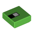 Lego NEW - Tile 1 x 1 with Groove with White Square on Black Rectangle Pattern (Min~ [Bright Green]