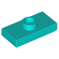 Lego NEW - Plate Modified 1 x 2 with 1 Stud with Groove and Bottom Stud Holder (J~ [Dark Turquoise]