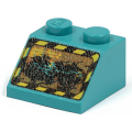 Lego Used - Slope 45 2 x 2 with Rock Raiders Pattern~ [Dark Turquoise]