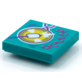 Lego NEW - Tile 2 x 2 with Groove with BeatBit Album Cover - Gong Pattern~ [Dark Turquoise]